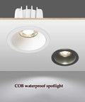 ELUKHT 2 Pack LED Recessed Downlight Retrofit Kit,3.1Inch Black Round Baffle Trim, showing black and white waterproof spotlights