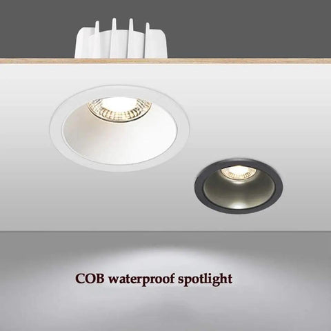 ELUKHT 2 Pack LED Recessed Downlight Retrofit Kit,3.1Inch Black Round Baffle Trim, showing black and white waterproof spotlights