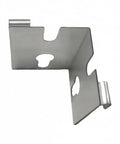 Built Tough Corner Shelf Connector Bracket showing side view with silver finish, 3.9 inch square, 90 degree angle.