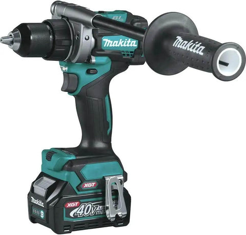 Hardcore Brushless Cordless Drill Driver Kit With 1/2 Inch Keyless Chuck 40V Max Lithium Ion Battery And Fast Charger side angle view showing grip and design.