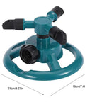 3 Nozzle 360 Degree Circular Rotating Garden Sprinkler For Lawn And Yard, Automatic Irrigation System, dimensions shown