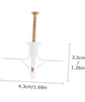 100 Piece Aircraft Type Expansion Screws Set For Easy Self Tapping Drywall Anchors Kit, shown with dimensions 4.3cm x 3.2cm