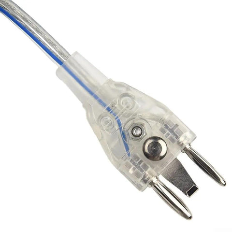 Pro Fencing Body Cords For Foil And Epee With Durable Plastic Stainless Steel Construction, clear cable close-up view