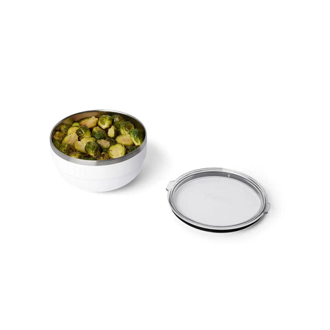 Double Wall Vacuum Insulated Stainless Steel Serving Bowl With Secure Lid And Nestable Build Keeps Your Grub Stacked And Cold Sides Ice Fresh For Backyard Blowouts Or Weekend Camping Runs In Crisp White Two Quart Capacity with brussels sprouts.