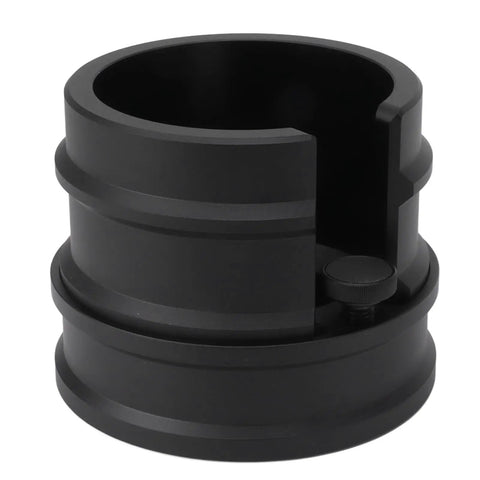 Heavy Duty Aluminum Coffee Portafilter Holder And Tamper Station Stand For 51Mm 53Mm 58Mm Espresso Machines, black finish close-up.