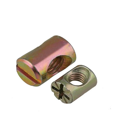 Heavy Duty Barrel Nuts and Cross Dowels Slotted M6 M8 Zinc Plated Furniture Hardware Set for Beds Chairs Cabinets