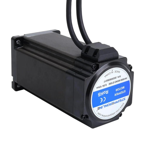 StepperOnline S Series NEMA 34 closed-loop stepper motor, black, with dual cables