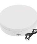 White Electric Rotating Display Stand For Jewelry Watches And Cosmetics Automatic Turntable Showcase with power cable.