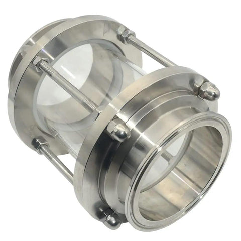 4 Inch Sanitary Flow Sight Glass Tri Clamp Stainless Steel 316 SS Inline Indicator With Full 360 Degree View Pro Grade Build Fits 4 Inch Tri Clamp 102MM Pipe 115MM Ferrule 120 PSI Max 300 Fahrenheit