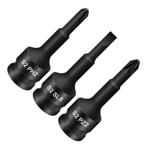 Top Notch Izytoinda Manual 3/8 Drive Slotted Bit Socket Set Made From Tough Alloy Steel For Super Fast Workshop Repairs And Daily DIY Fixes With Ph2 Sl5 Pz2 Bits That Grip Like A Charm, 3pcs
