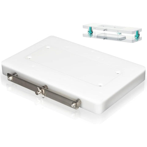 RTA-54 mounting plate for Minn Kota composite quick-release bracket; white plastic base with stainless steel mounting bar