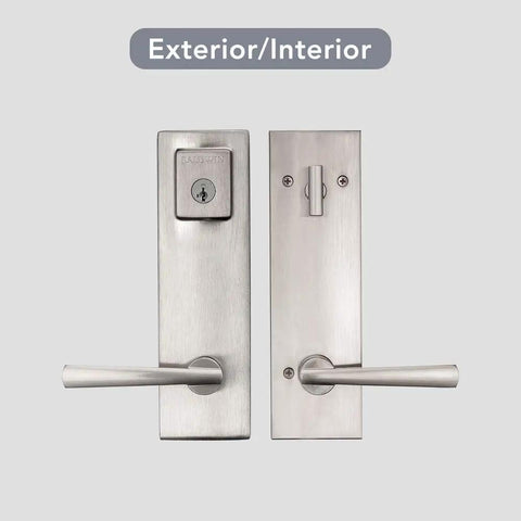 Spyglass Single Cylinder Front Door Handleset With SmartKey Security In Satin Nickel Prestige Series Modern Slim Door Handleset