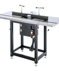 Pro Grade Router Table Featuring Precision Lift Control And Massive Cast Iron Wings For Killer Cabinet Work and Rock Solid Shop Rig.