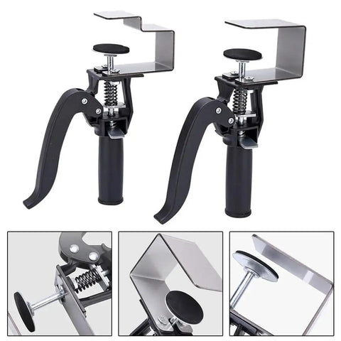 Quick Release Adjustable U Shaped Drawer Clamps For No Sweat Panel Install With Hella Secure Grip Smooth Woodworking Assembly Clips and Non Marring Mounting Hardware, stainless steel, set of 2.