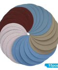 Get This Awesome 15 Piece 125mm Hook Loop Sanding Discs Set With Grits 1000 To 5000 For Ultimate Polishing On Wood Metal And Cars, assorted colors.