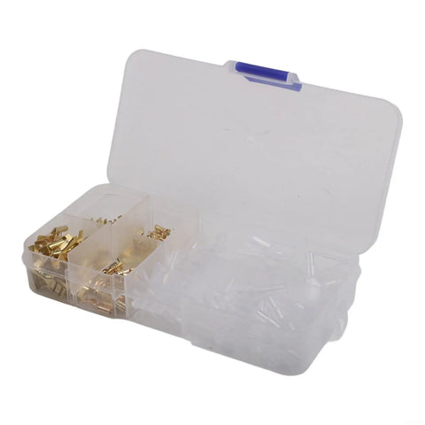 Kick-Start Your Electrical Projects With This Awesome Female Spade Terminal Kit Featuring Reliable Copper Connectors In 2.8mm 4.8mm And 6.3mm Sizes Plus Insulation Sleeves Perfect For AWG 18-14 Wire Auto And Audio Gear That Really Pops. plastic storage case with copper female spade terminals