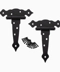 2 Pack 8 Inch T Strap Shed Door Hinges Black Tee Hinge Wrought Iron Gate Hinges with screws, heavy duty solid steel for outdoor use