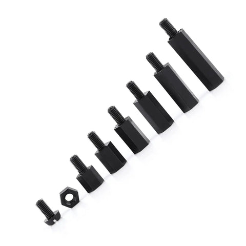 DIY Ready M2 Nylon Standoff Spacers Kit 250 Piece Assortment Hex Female Threaded Columns PA66 Insulated Non Conductive Spacers for PCB Boards and Electronics Projects black hex nylon standoffs