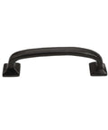 Rustic Cast Iron Cabinet Pull Handle With Modern Texture, Four And One Eighth Inch Center To Center, Five Inch Length, Black Powder Coat Finish
