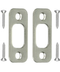 Heavy Duty Deadbolt Strike Plate Satin Nickel Backplate 1 Inch By 2-1/4 Inch Round Corner with 4 screws for door security