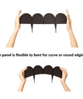 Hands holding flexible Half Round Garden Border Edging Panels 15 Pack Brown Flexible PP Plastic Lawn Edge Fence Barrier 20 Foot Kit