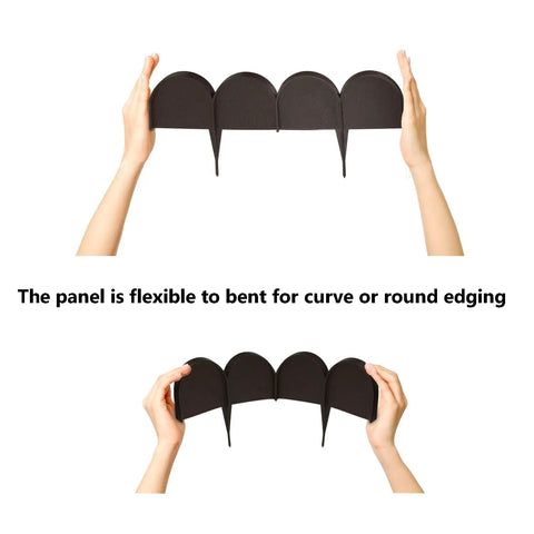 Hands holding flexible Half Round Garden Border Edging Panels 15 Pack Brown Flexible PP Plastic Lawn Edge Fence Barrier 20 Foot Kit