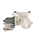 Front Load Washer Drain Pump Assembly Replacement Works With GE Models WH23X10038 And WH23X25461 120V 60Hz, white plastic housing