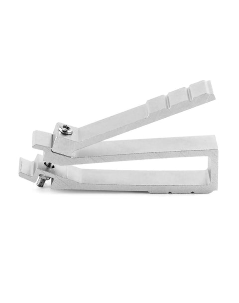 Solid Cage Nut Insertion And Removal Tool For No Sweat Setup On 19 Inch And 10 Inch Server Racks And Network Cabinets With Grip Tight Handle Includes Four Piece Kit showing aluminum hand tool from side angle.