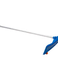 Heavy Duty Extendable Roof Snow Rake With Gliding Rubber Wheels And Lightweight Aluminum Handle, blue rake design for easy snow clearing.