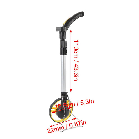 Jiawu Digital Display Distance Measuring Wheel Foldable Hand Push Roller Rangefinder, with measurements displayed, 110cm tall.