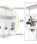 Black Island Pendant Lighting 5 Light Farmhouse Rectangle Linear Chandeliers With Clear Glass Shades For Kitchen Island And Dining Room Ceiling Fixture Sleek Modern Contemporary Design featuring premium metal quality and thickened glass