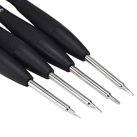 Close-up of magnetic bits from Pro 24 Piece Precision Screwdriver Set Universal Repair Toolkit For iPhone iPad Samsung Tablets