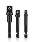3 Piece Impact Socket Adapter Set With One Quarter Inch, Three Eighth Inch And One Half Inch Drive Heads Converts Your Power Tools Into A Serious Wrench