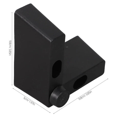 Close-up of black L Shaped Plastic Sofa Legs 4 Pack with M5 Screws showing dimensions for easy install and floor protection