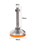Rock Solid Heavy Duty Adjustable Leg Levelers 4 Pack With Thick Rubber Bottoms And Precision 304 Stainless Steel Threads, M12 size