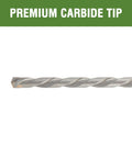 Side view of masonry drill bit, 3/16 in x 6 in, carbide-tipped