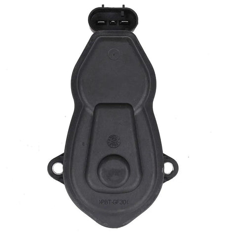 Premium Rear Parking Brake Actuator Motor Straight Bolt On Swap With Rock Tough Housing. Top view of sturdy black electronic actuator motor.