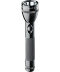 Bulletproof Heavy Duty C Cell Flashlight With Adjustable Beam And Quick Hands Free Candle Mode Built Tough As Nails For Daily Work Water Shock Resistant sealed black flashlight with textured grip.