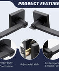 Matte Black Lever Door Handles Set 6 Pack Heavy Duty Privacy Lock For Interior Doors Slim Modern Door Hardware Features
