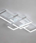Sleek Dope Three Rectangle Acrylic Chandeliers With Dimmable Remote Flush Mount Ceiling Light Fixtures for Living Room