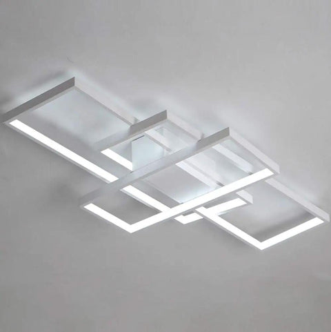 Sleek Dope Three Rectangle Acrylic Chandeliers With Dimmable Remote Flush Mount Ceiling Light Fixtures for Living Room