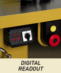 Rock Solid Shop Beast Five Horsepower Spindle Shaper With Massive Cast Iron Bed Digital Depth Gauge digital readout controls