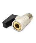 VP40 One Quarter Inch MPT Mini Drain Valve For Air Compressors, Brass Body, Zinc Plated, Plastic Handle, Compact Design, Side View