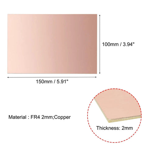 Six Piece Set Of 150 By 100 mm Double Sided Copper Clad FR4 PCB Boards 2 mm Thick For DIY Prototyping