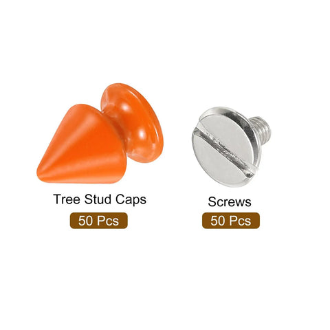 50 Sets Cone Spike Stud Rivets With Screw Back 8x12mm M3x0.5 Thread Orange Punk Hardware for leather craft.