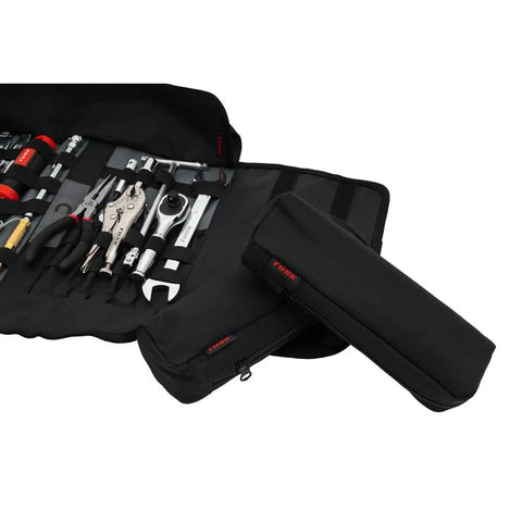 Compact 30 Piece Motorcycle Adventure Tool Kit With Pliers Wrenches Sockets And Screwdrivers In Rugged CR-V Steel Tool Roll Magnetic Section