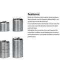 Pro Grade Thread Repair Insert Kit 10 Piece Stainless Steel Thread Inserts From M2 To M6 with features list on white background.