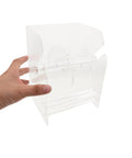 Acrylic Label Dispenser With Adjustable Three Slots For Shipping And Fast Paced One Hand Loading For Printing Shops DIY Areas And Busy Ecommerce Workflows A Reliable Label Roll Holder And Tape Storage Solution, clear acrylic label holder with hand