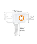 20 Pack Replacement Stems And Gears For Standard Vertical Blinds, Easy Snap On Installation, shown with dimensions.