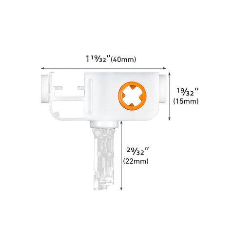 20 Pack Replacement Stems And Gears For Standard Vertical Blinds, Easy Snap On Installation, shown with dimensions.